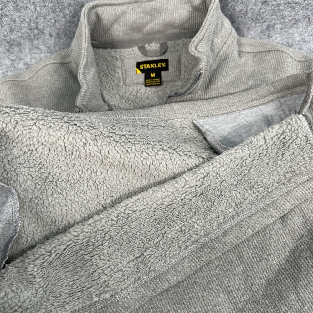 Stanley Sweatshirt Mens M Gray Sherpa Lined Quarter Zip Pullover Outdoors Casual - Picture 9 of 14